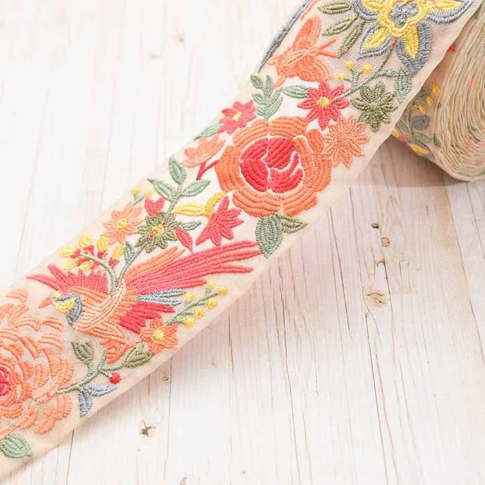 インド製　刺繍リボン　約60mm幅