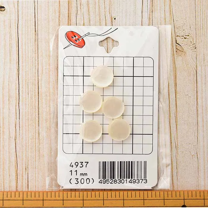 ポリエステルボタン　11ｍｍ　裏足なし　5個入り