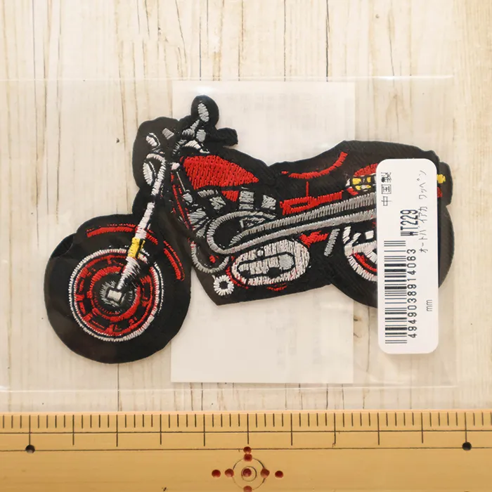 アイロンワッペン　オートバイ　赤
