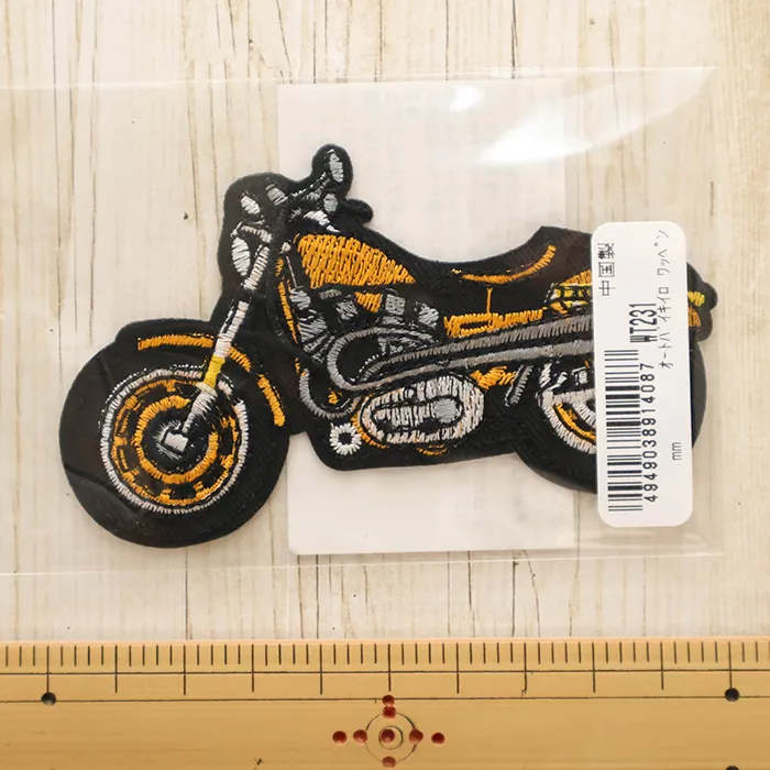 アイロンワッペン　オートバイ　黄