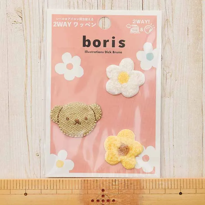 2way接着ワッペン　boris ボリスとお花