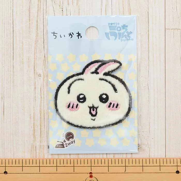 2way接着ワッペン　刺繍ボア　ちいかわ　うさぎ