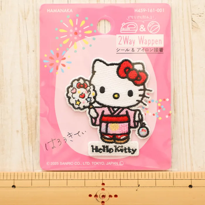 2wayワッペン　サンリオ　日本のお祭り　ハローキティ　わたあめ