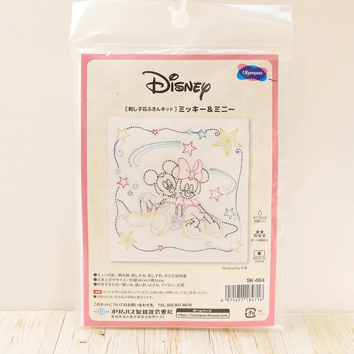 刺し子花ふきんキット　ミッキー＆ミニー
