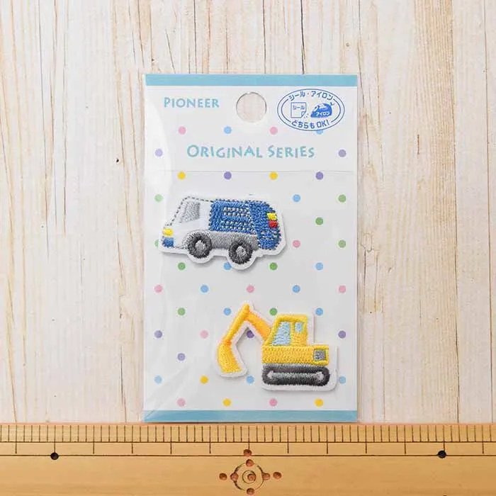 2way接着ワッペン　トラック　ショベルカー　ミニワッペン