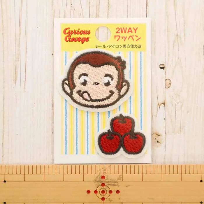 2WAYワッペン　おさるのジョージ　フェイス&リンゴ【3-058-u01y3230】