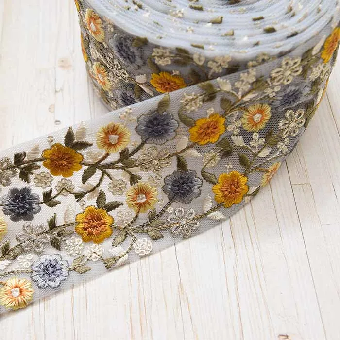 インド製 刺繍リボン 約70mm幅