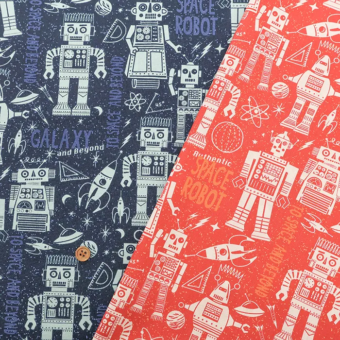 USAコットンプリント生地　moda　BLAST OFF SPACE ROBOTS