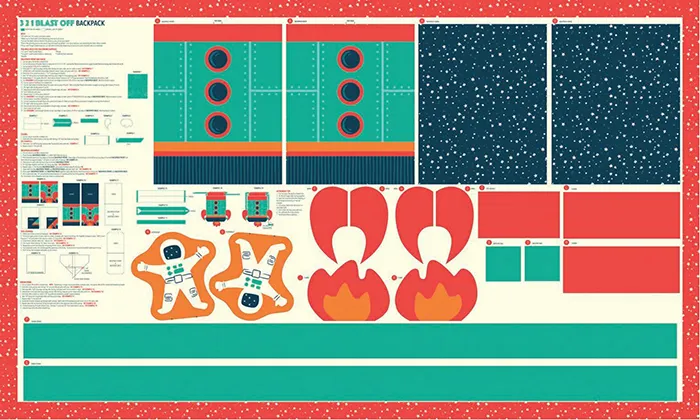 ≪柄売り≫USAコットンプリント生地　moda　BACKPACK　【1柄：約150ｃｍ×90ｃｍ】