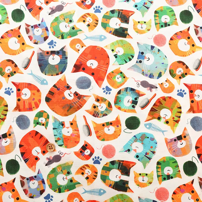 USAコットンプリント生地　WINDHAM FABRICS　CAT FACE