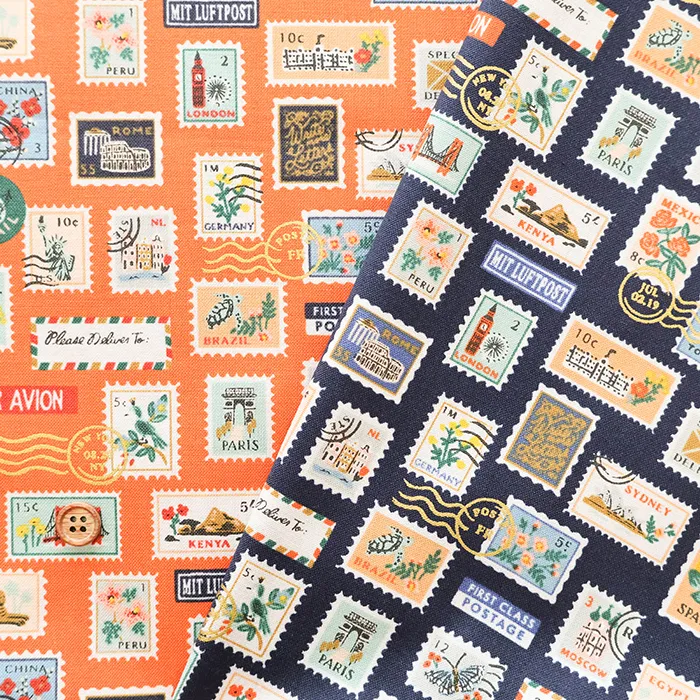 USAコットンプリント生地　COTTON＋STEEL　切手