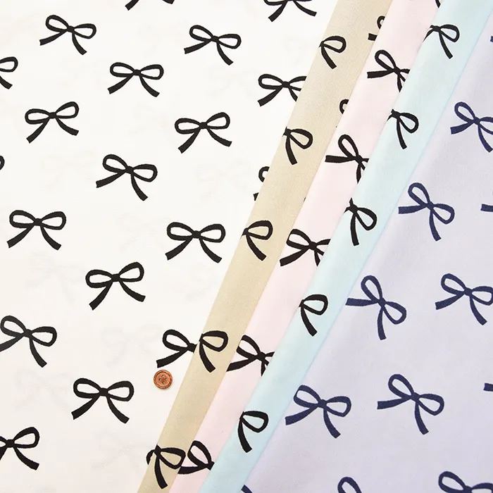 コットンオックスプリント生地　リボン