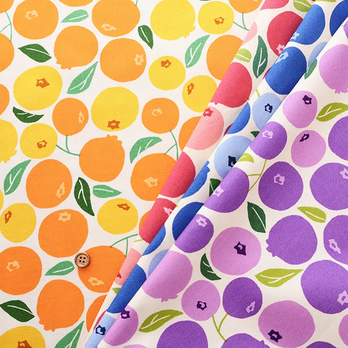 コットンオックスプリント生地　くだもの