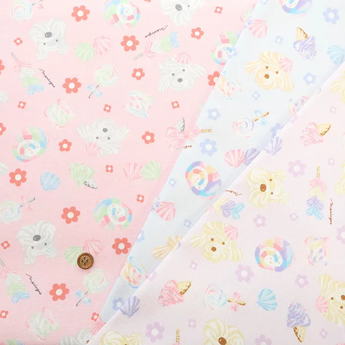 コットンオックスプリント生地　ホイップDog