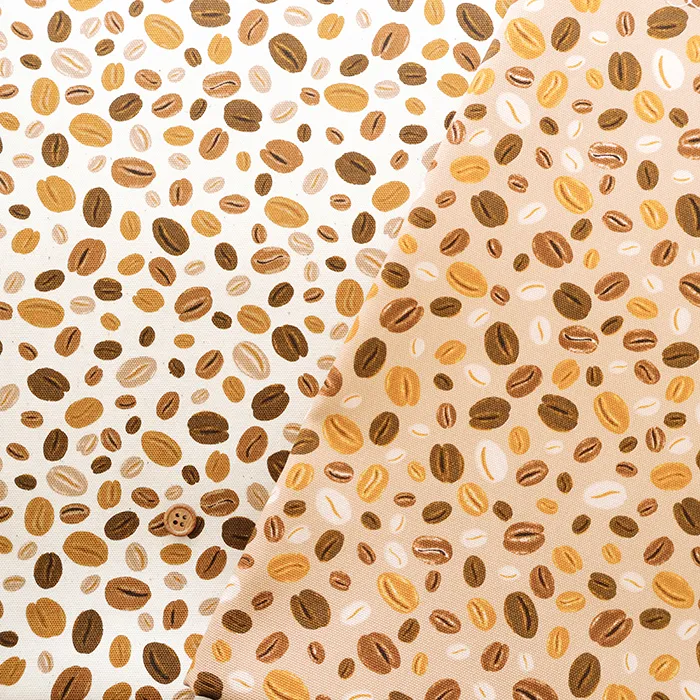 コットンオックスプリント生地　コーヒー豆