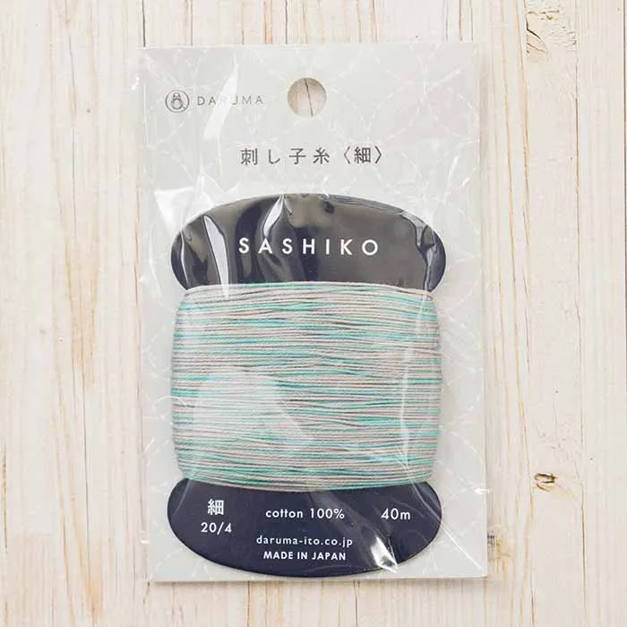 刺し子糸＜細＞カード巻き　40m（2色カスリ）