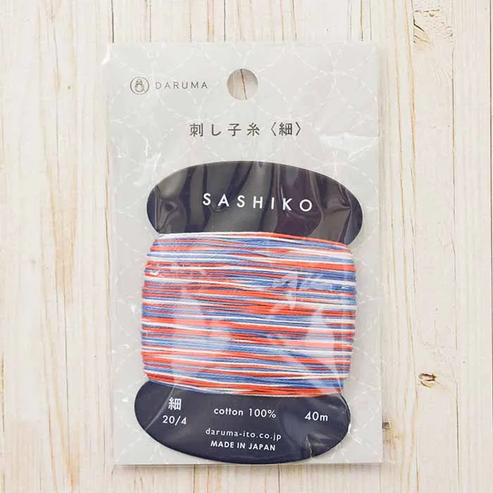刺し子糸＜細＞カード巻き　40m（3色カスリ）