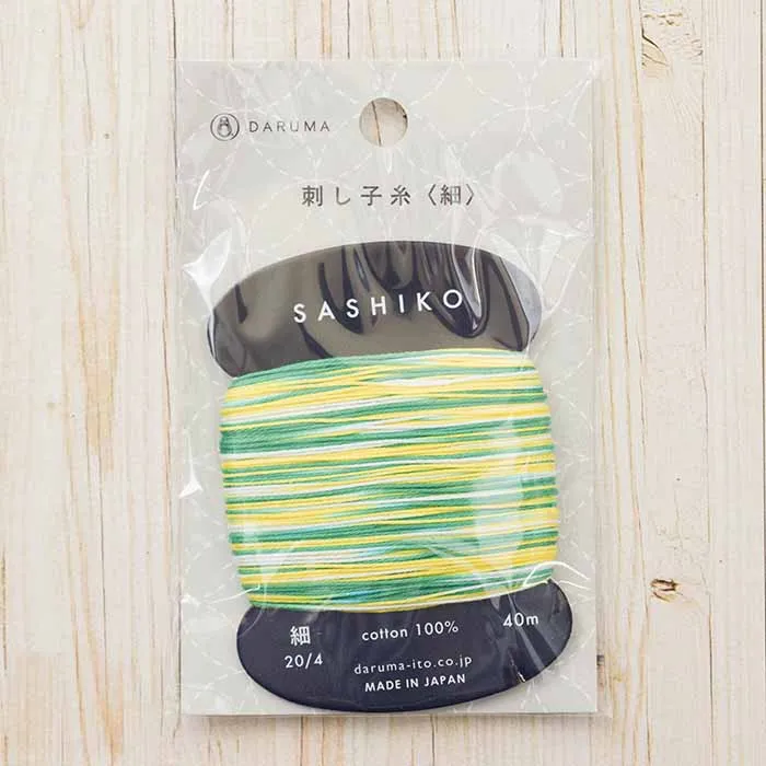刺し子糸＜細＞カード巻き　40m（3色カスリ）