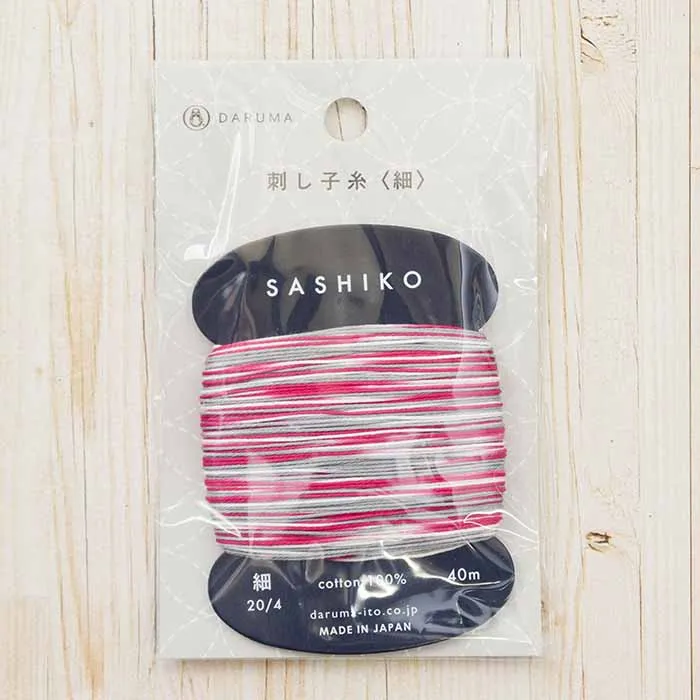 刺し子糸＜細＞カード巻き　40m（3色カスリ）