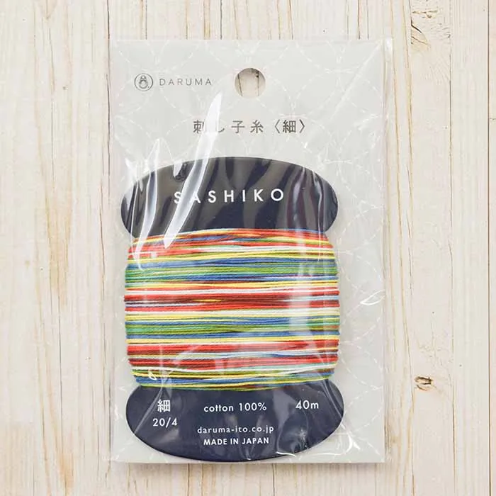 刺し子糸＜細＞カード巻き　40m（8色カスリ）