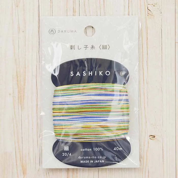 刺し子糸＜細＞カード巻き　40m（8色カスリ）