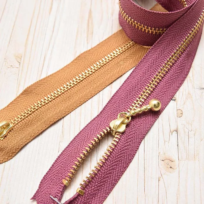 YKK金属ファスナー玉付き　3号サイズ　30cm【オリジナルカラー：ゴールド】