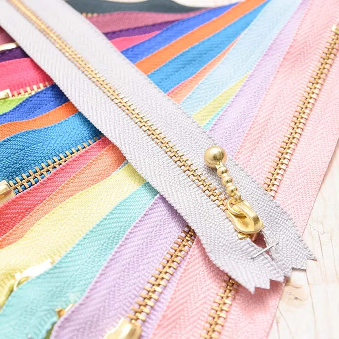 YKK金属ファスナー玉付き　3号サイズ　14cm【オリジナルカラー：ゴールド】