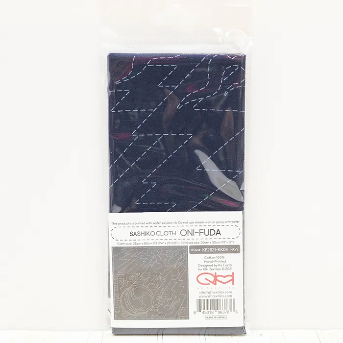 刺繍布　刺し子クロス　SASHIKO CLOTH　＜ONI-FUDA＞