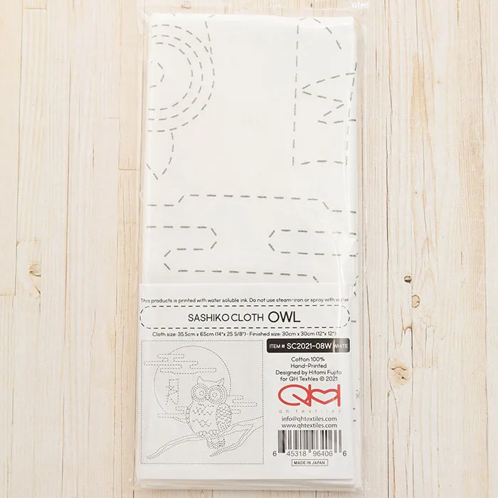 刺繍布「刺し子クロス」SASHIKO CLOTH “OWL”