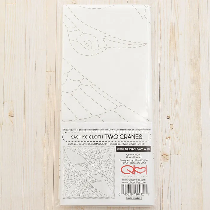 刺繍布「刺し子クロス」SASHIKO CLOTH “TWO CRANES”