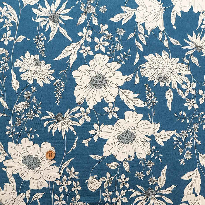 コットンオックスプリント生地　ナチュラルフラワー