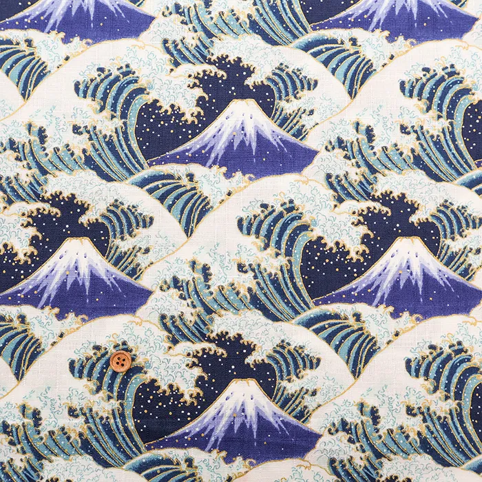 コットンドビープリント生地　富士と波