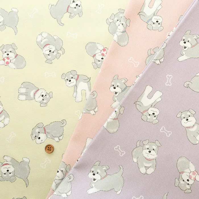 コットンオックスプリント生地　シュナウザー