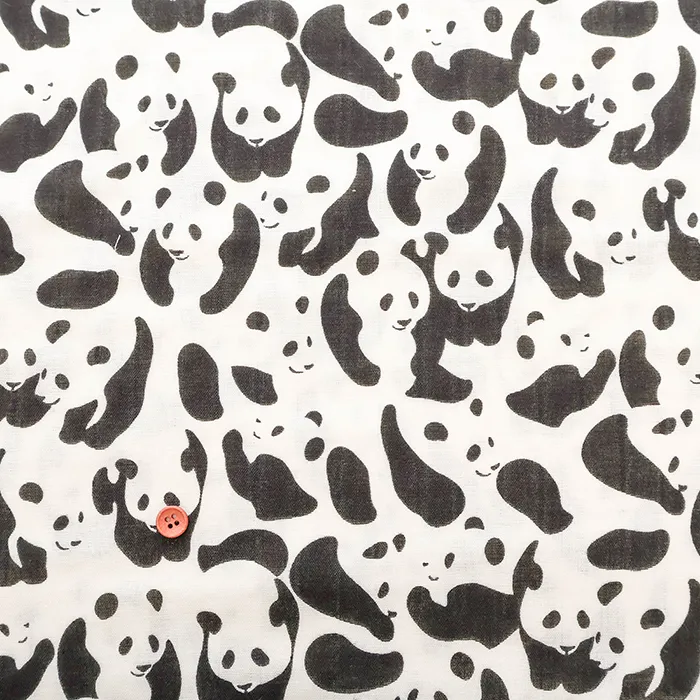 コットンダブルガーゼプリント生地　パンダ