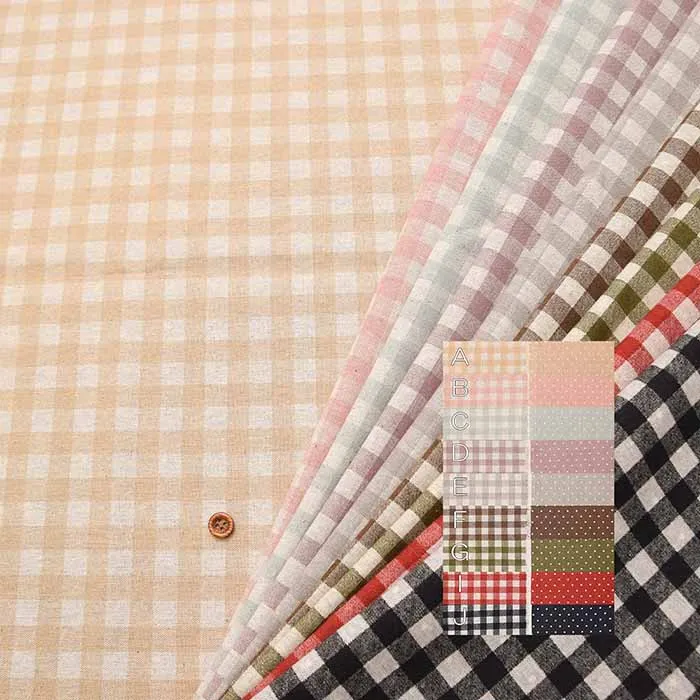 C/Lキャンバスプリント生地　チェック＆ドット　リバーシブル