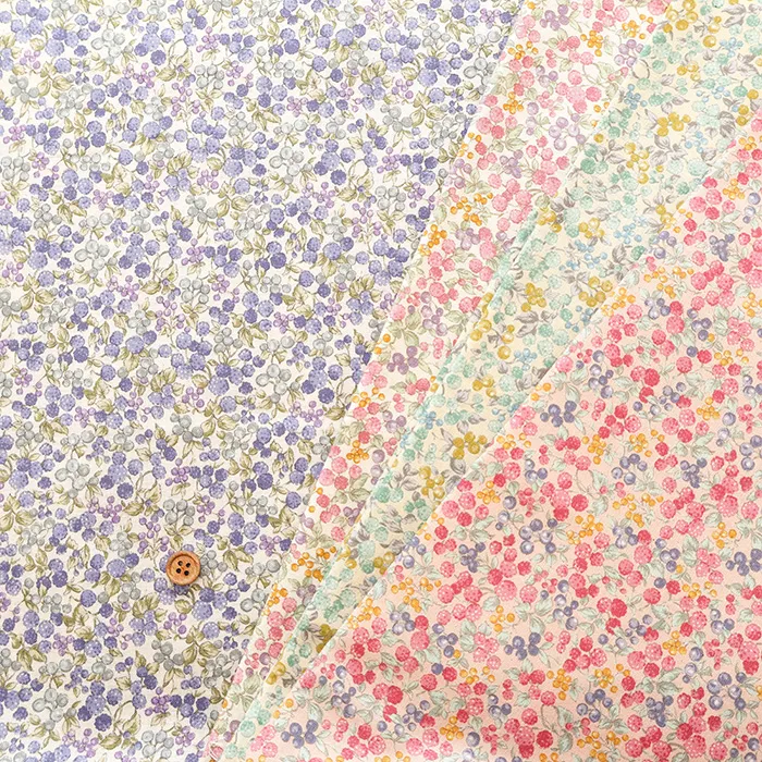 未晒コットンスケアプリント生地　ノスタルジアコレクション　ベリーガーデン