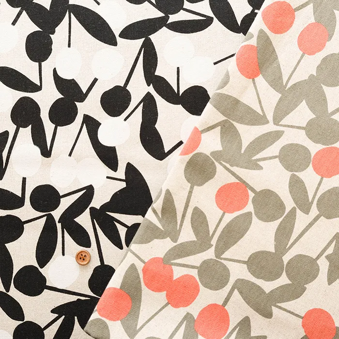 C/Lキャンバスプリント生地　Cherry POM POM