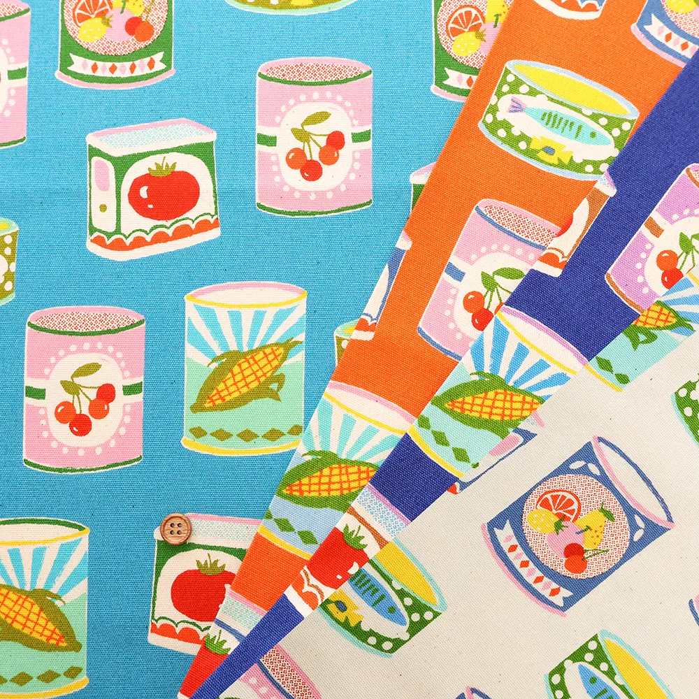 コットンオックス未晒しプリント生地　カンカン