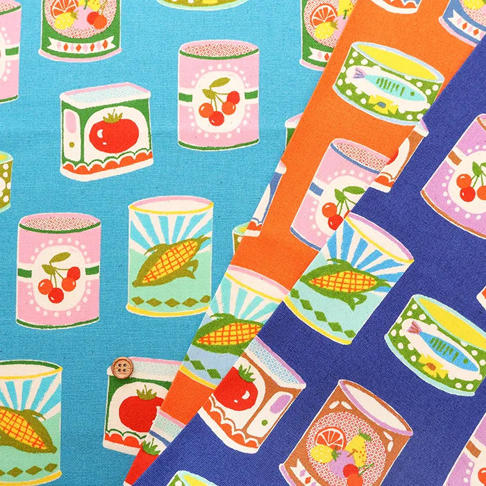 コットンオックス未晒しプリント生地　カンカン