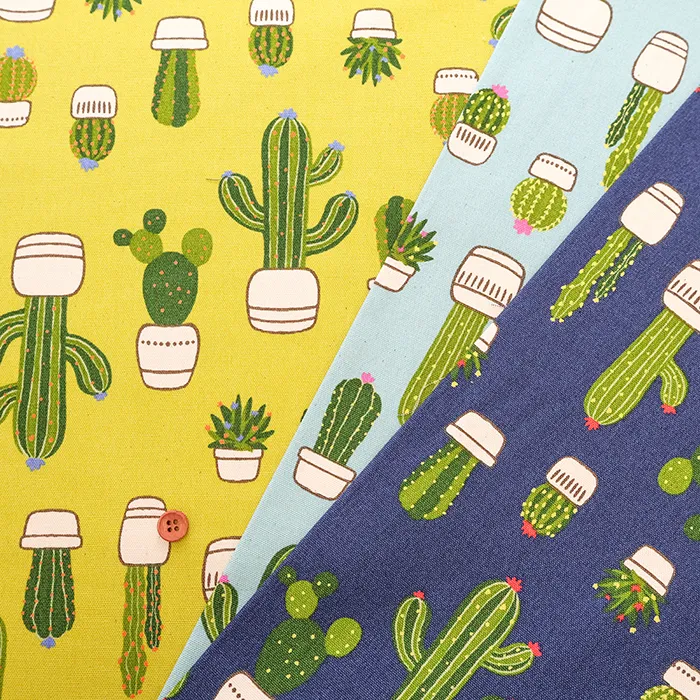 コットンオックスプリント生地　サボテン