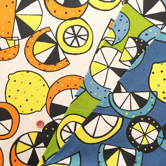 コットンオックスプリント生地　シトラス