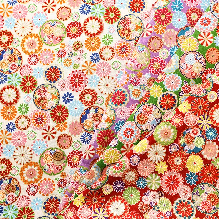 コットンシーチングプリント生地　和調ラメ