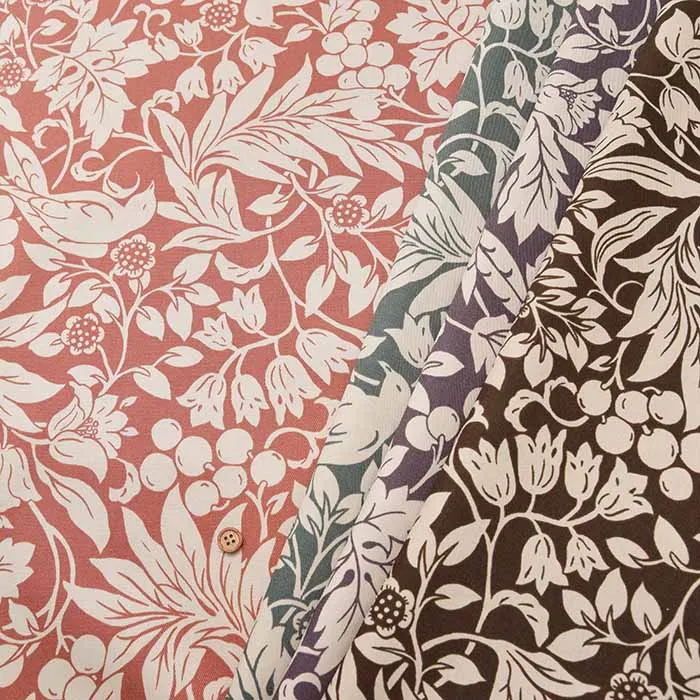 コットンツイルプリント生地　ボタニカルバード