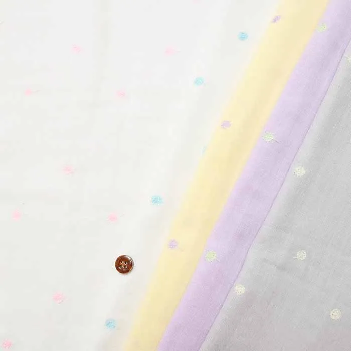 コットンダブルガーゼ生地　ドット刺繍