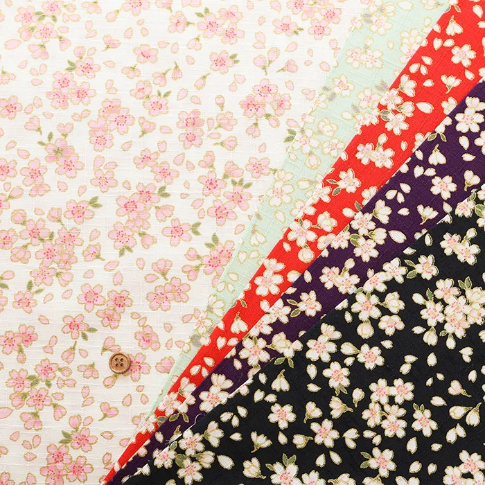 コットンドビーラメプリント生地　桜