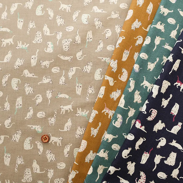 コットン30ビエラプリント生地　Cat