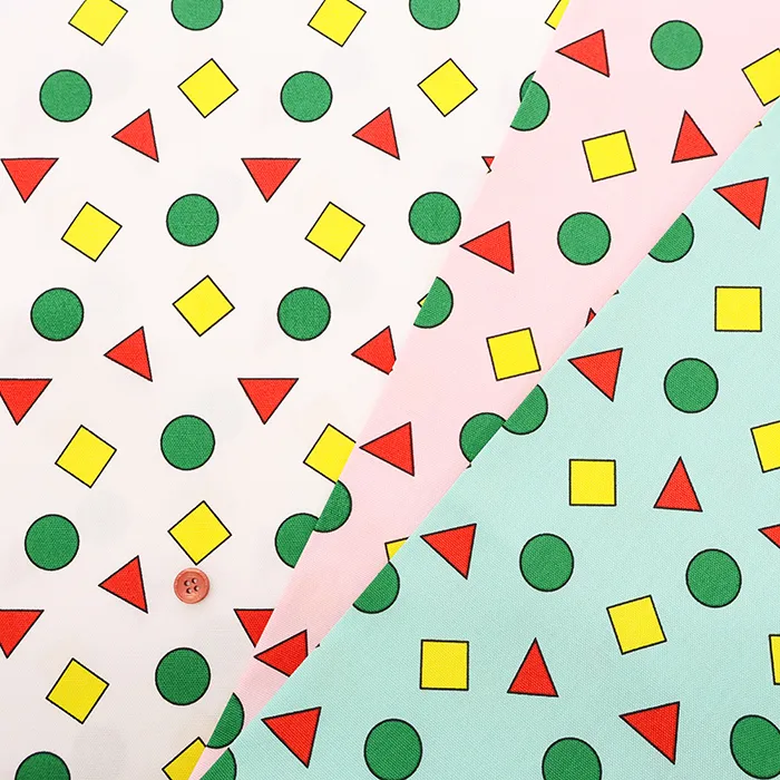 コットンオックスプリント生地　マルサンカクシカク