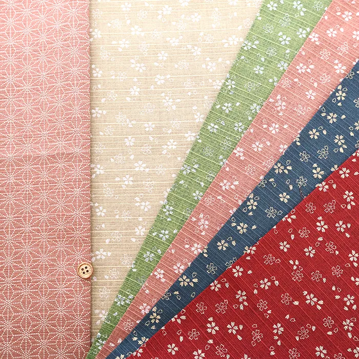 コットンツムギシャンタンリバーシブルプリント生地　和