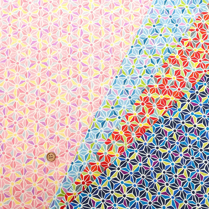 コットンツムギシャンタンプリント生地　麻の葉