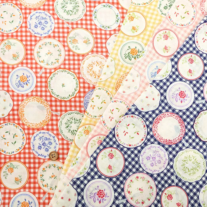 コットンスケアプリント生地　Country Diary　ディッシュウェア